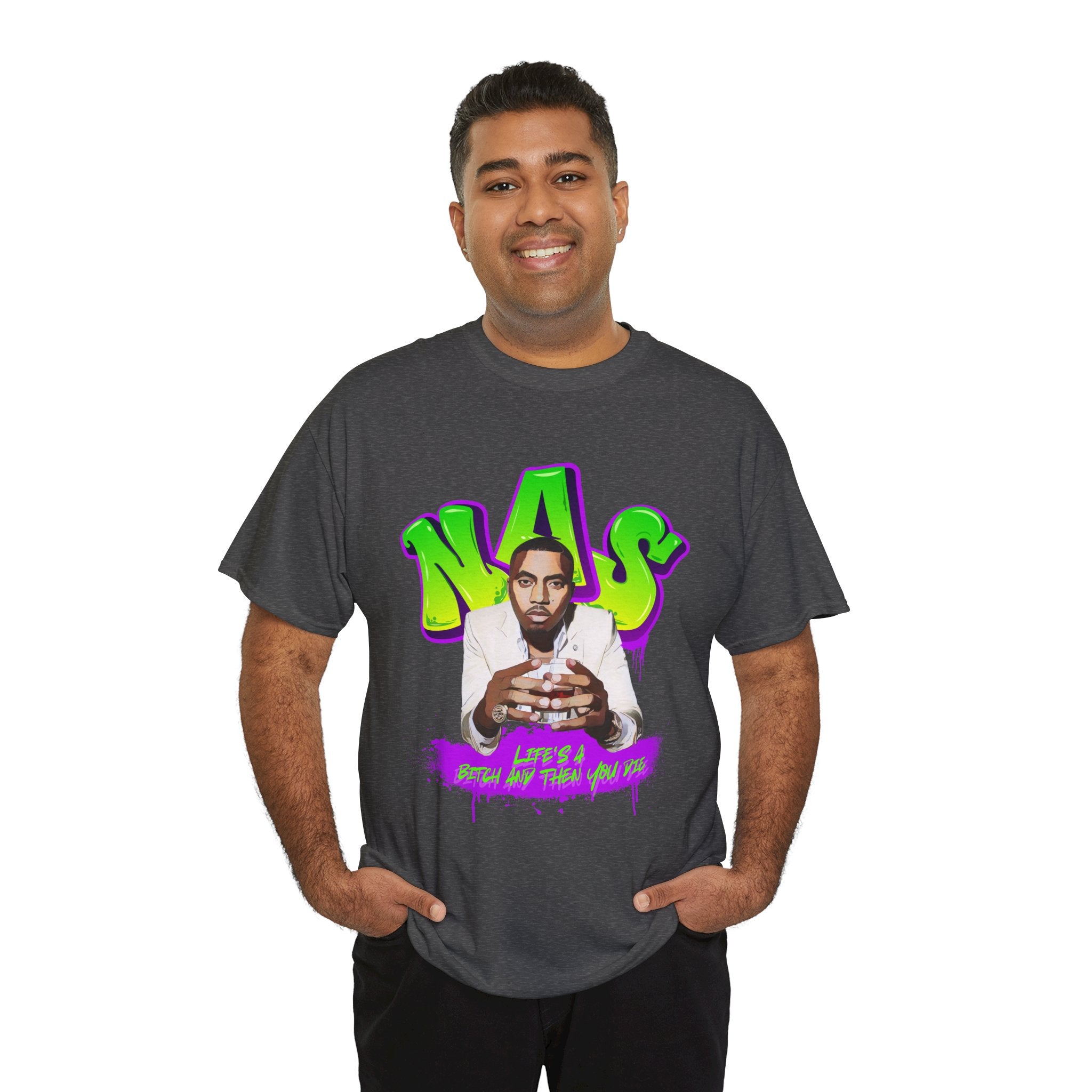 Nas Graphic Tee — Retro Graffiti Hip-Hop Tribute Shirt - Lifes a B*