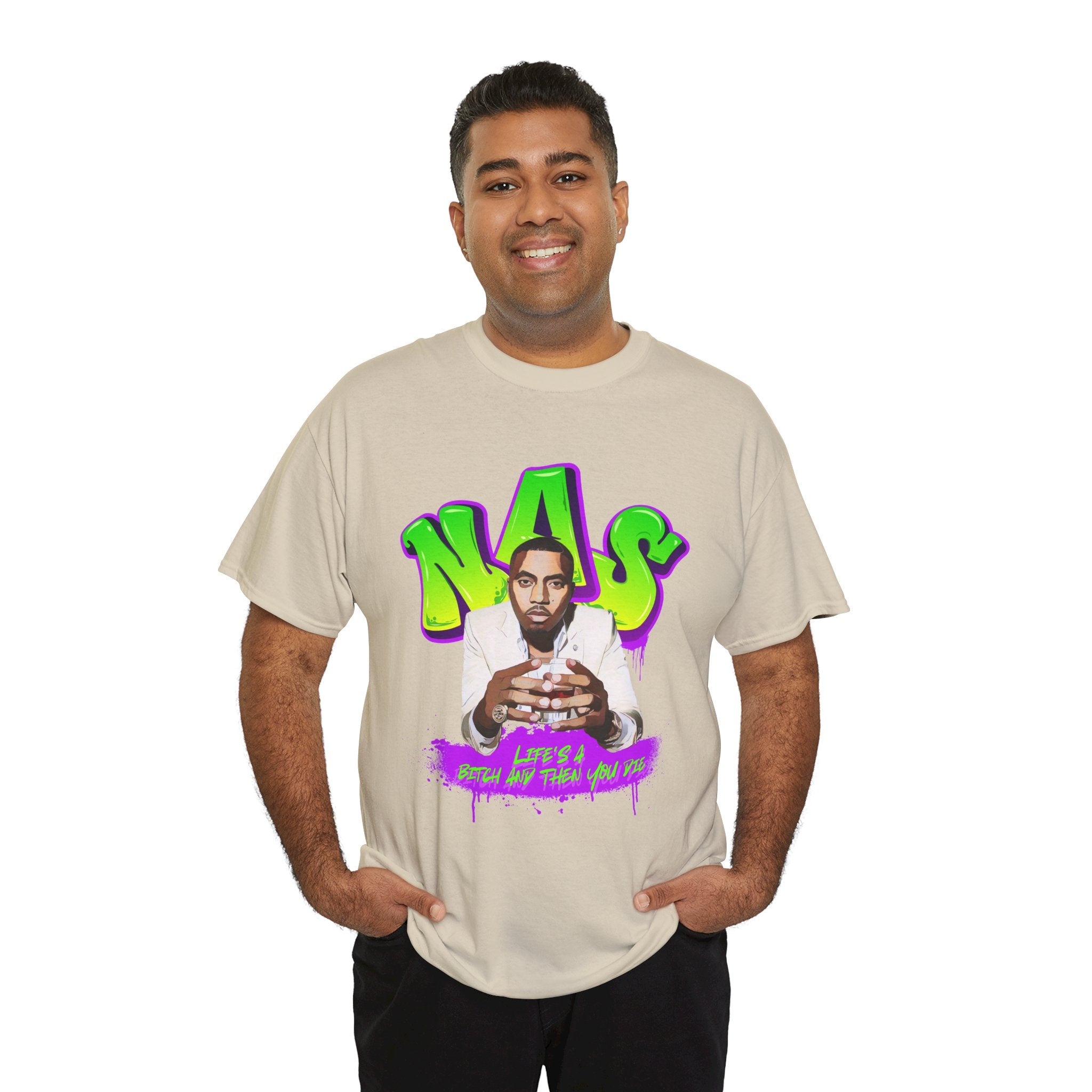 Nas Graphic Tee — Retro Graffiti Hip-Hop Tribute Shirt - Lifes a B*