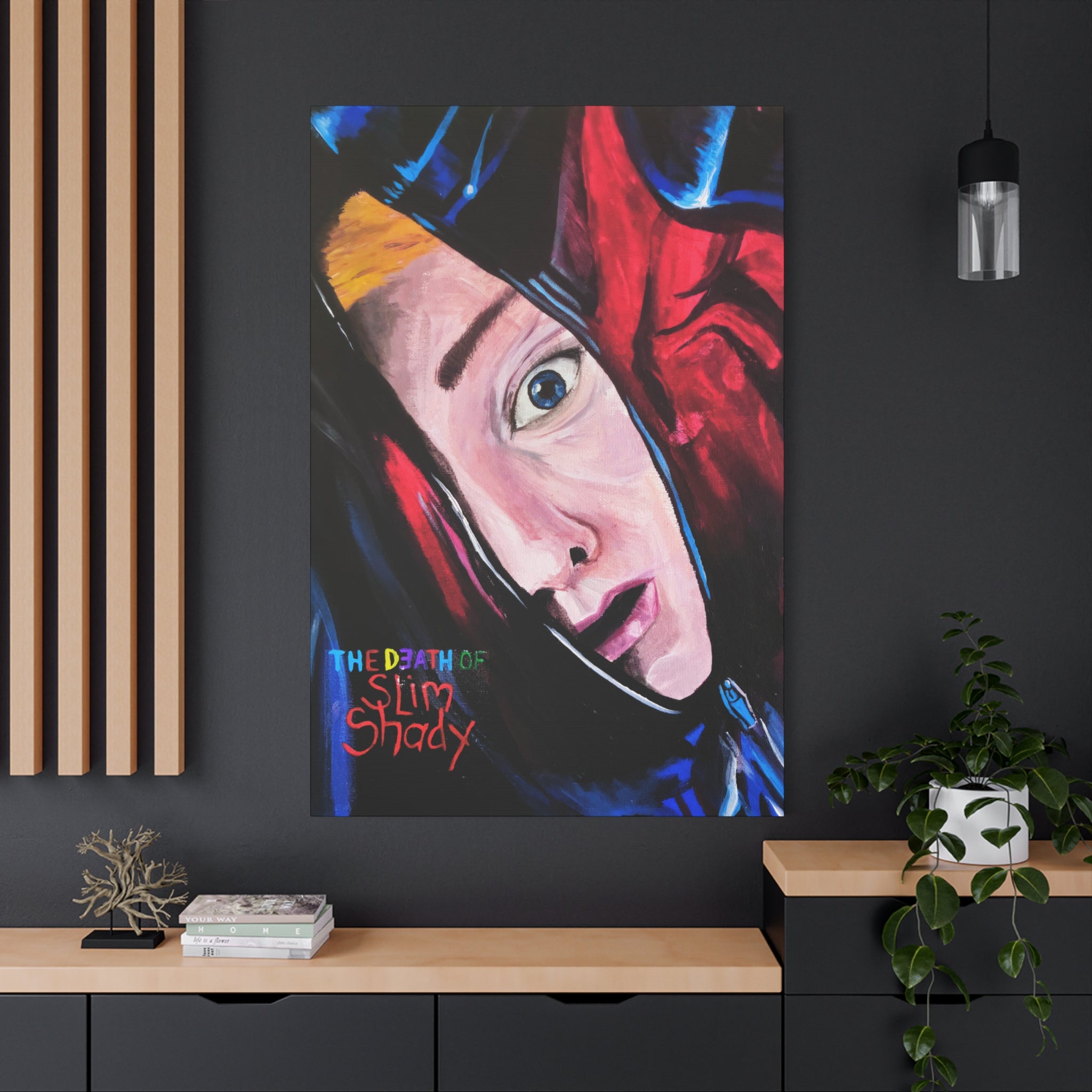 "The Death of Slim Shady" Album Cover Portrait with Acyrlic Paint Print (Stretched 1.25") Matte Canvas Print