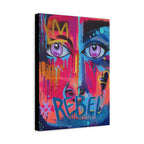 'Rebel'- Hand Painted (Print) Rebel Pop Art Face Matte Stretched Canvas