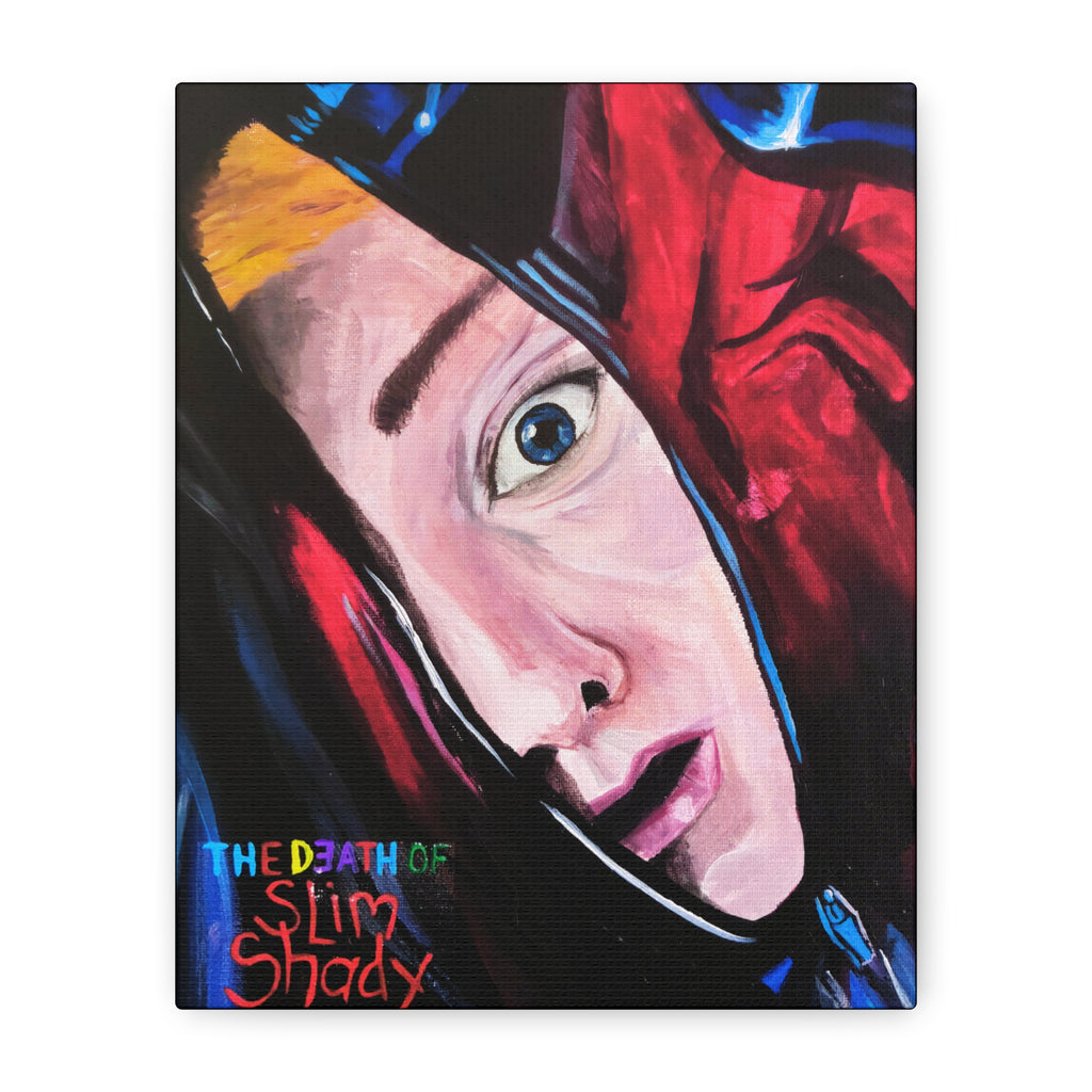 "The Death of Slim Shady" Album Cover Portrait with Acyrlic Paint Print (Stretched 1.25") Matte Canvas Print