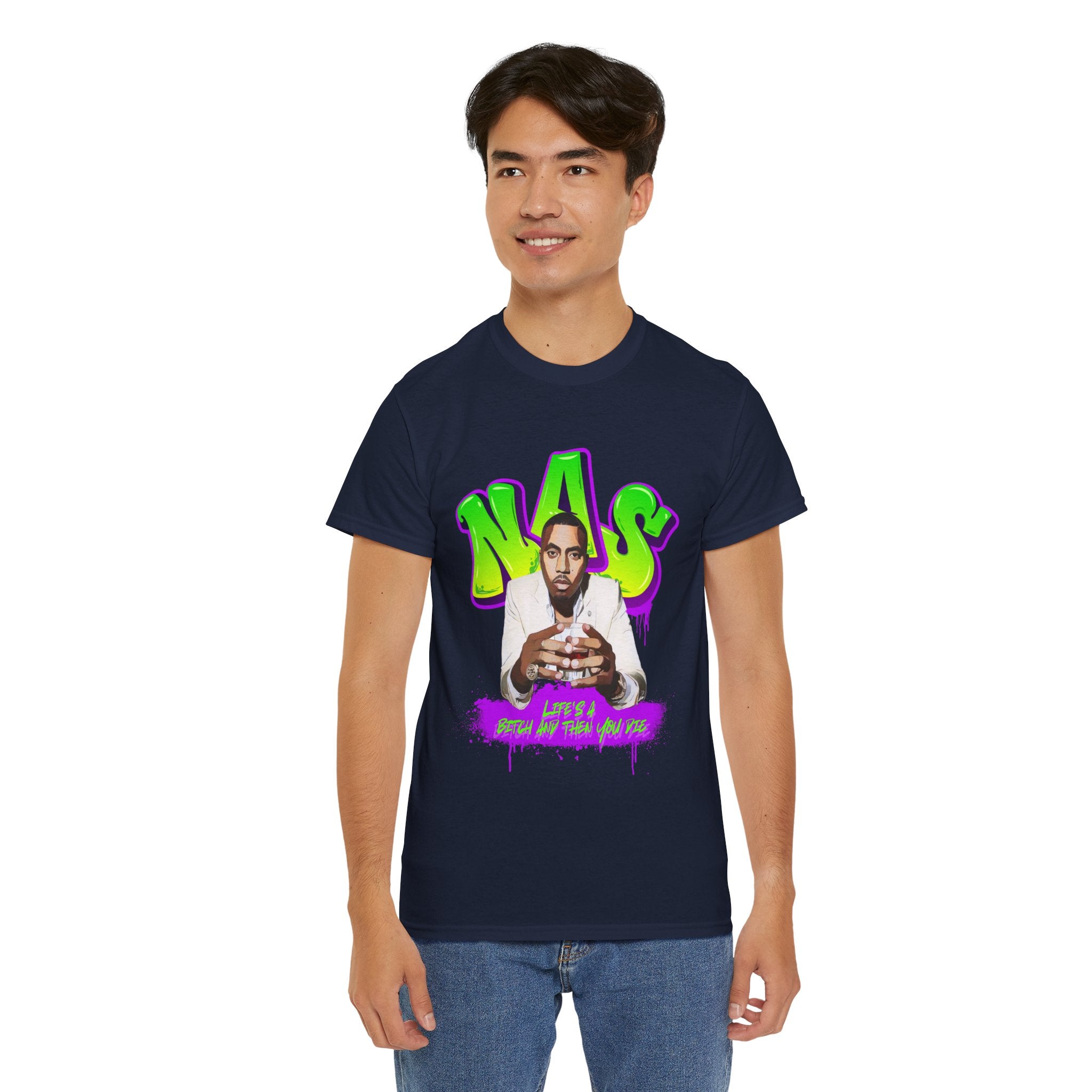 Nas Graphic Tee — Retro Graffiti Hip-Hop Tribute Shirt - Lifes a B*