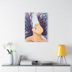 'Wild' - Surreal Woman with Flowing Hair Matte Canvas Wall Art