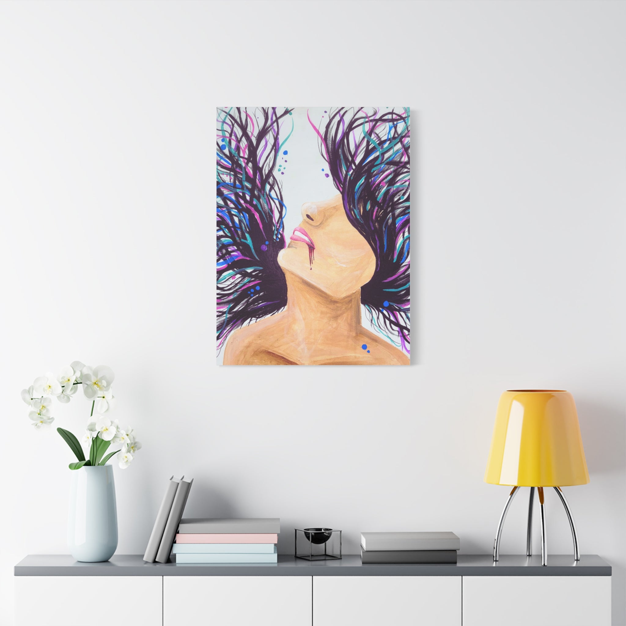 'Wild' - Surreal Woman with Flowing Hair Matte Canvas Wall Art