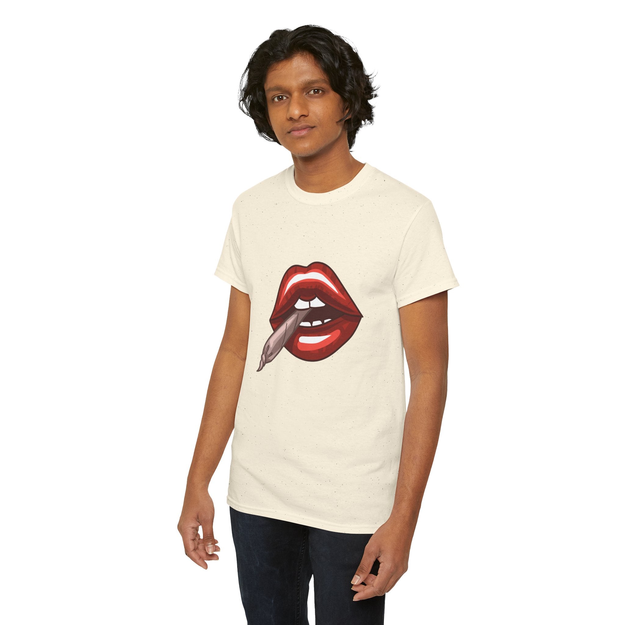 Graphic Tee — Red Lips Smoking Joint Design