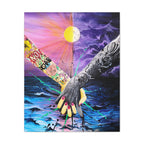 "I Will Stand in the Darkness With You" - Tattooed Hands Canvas Art — Colorful Surreal Ocean Wall Decor, 'You & Me' Love Print