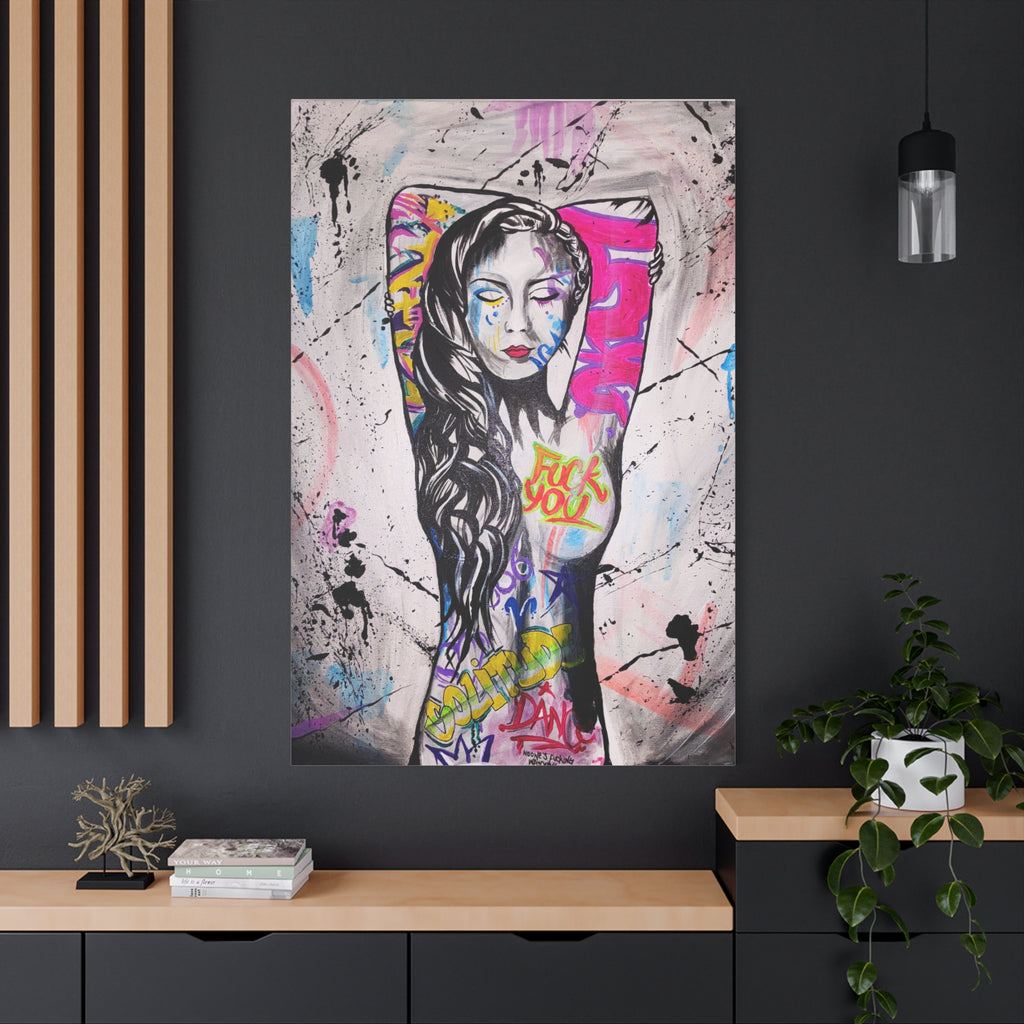 'Unlearnt' - Graffiti Portrait Matte Canvas Print — Urban Street Art Woman