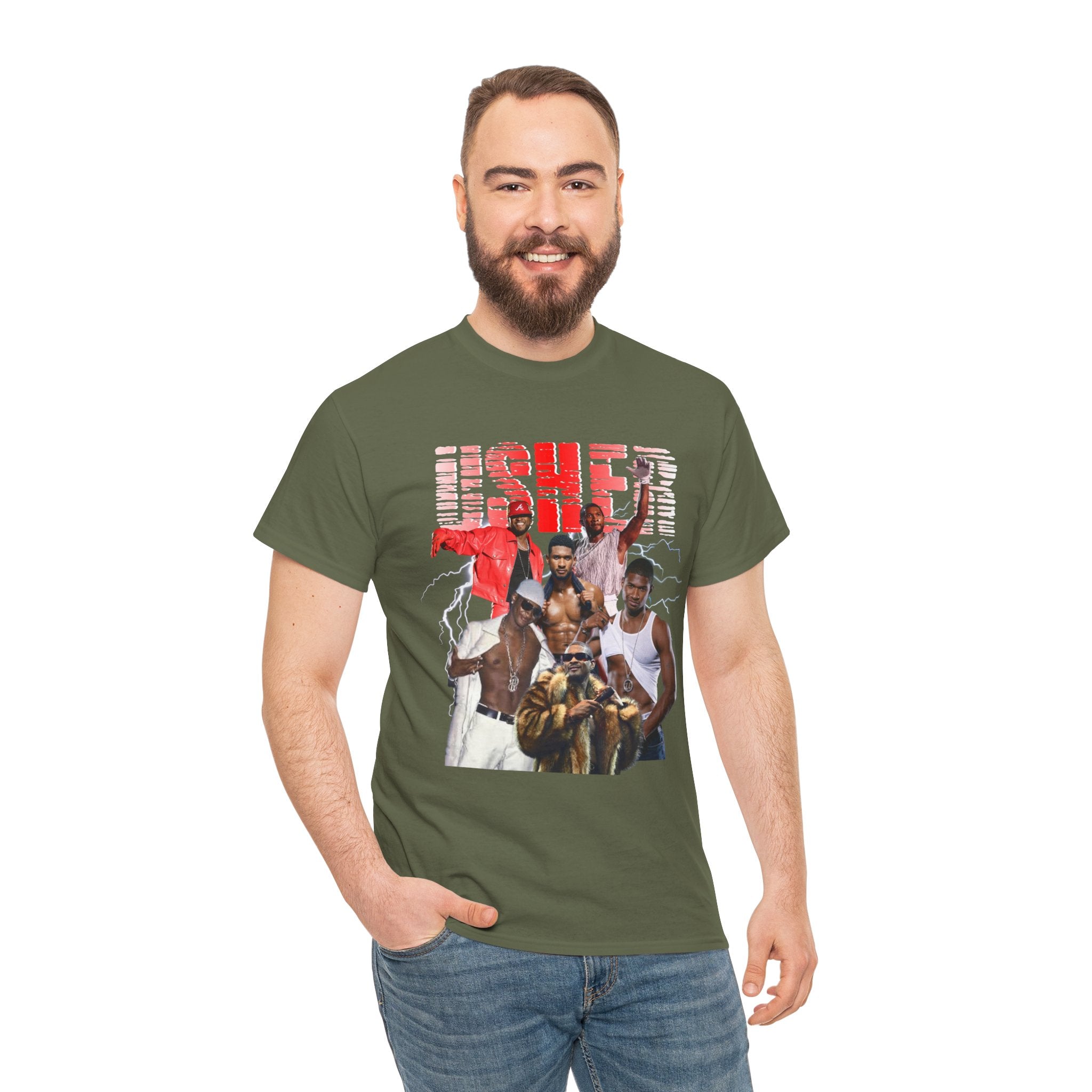 Usher Collage Graphic Tee — Retro R&B Concert Shirt