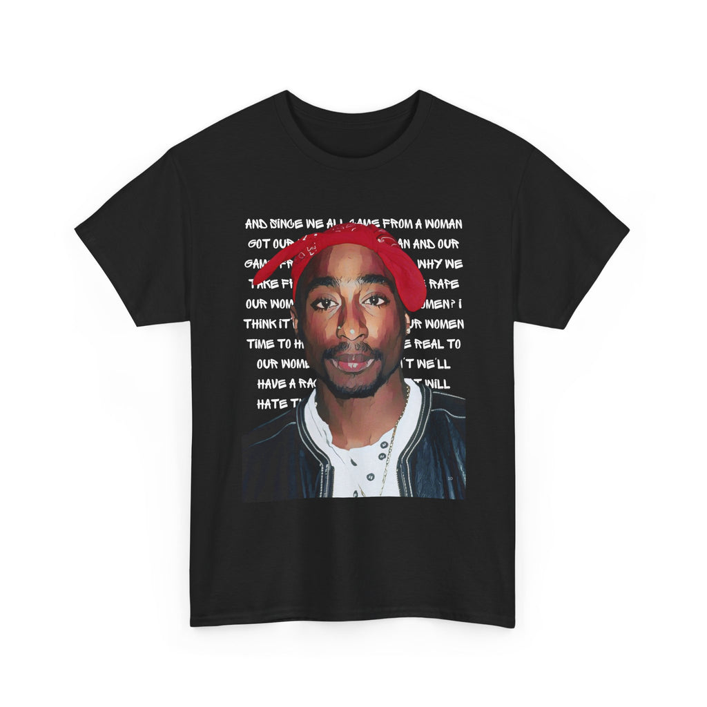 Pac Graphic Photo Tee with Keep Your Head Up Lyrics Text