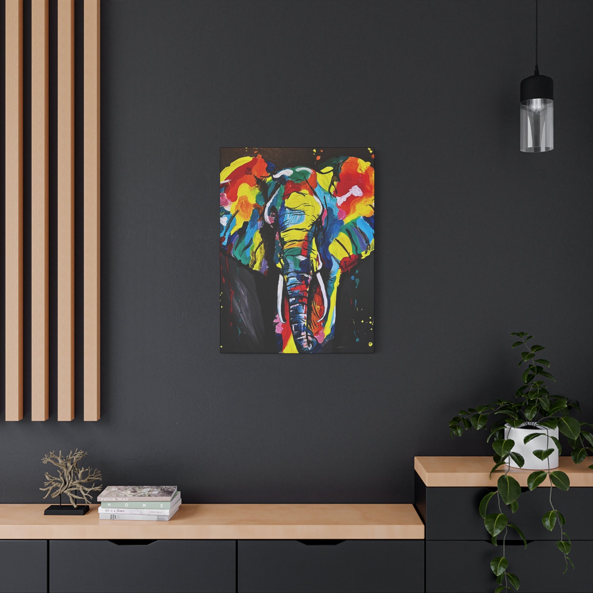 Colorful Elephant Canvas Wall Art — Vibrant Abstract Safari Print