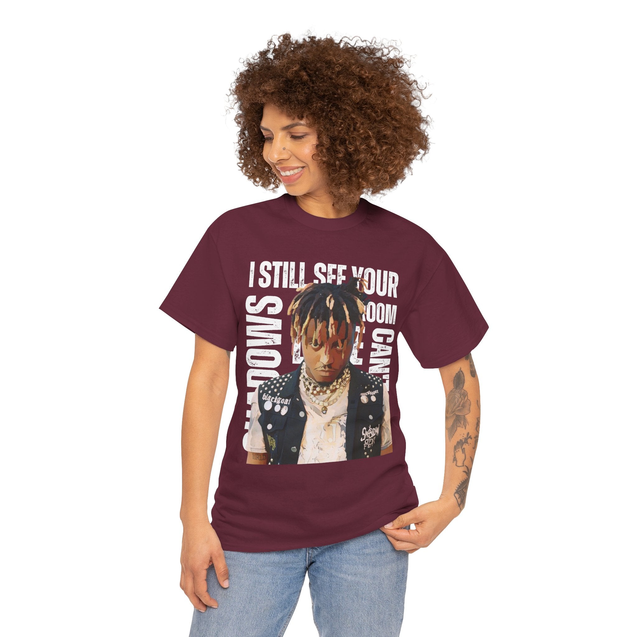 Juice WRLD Cartoon Design Tee — "I Still See Your Shadows in my Room" Graphic Shirt