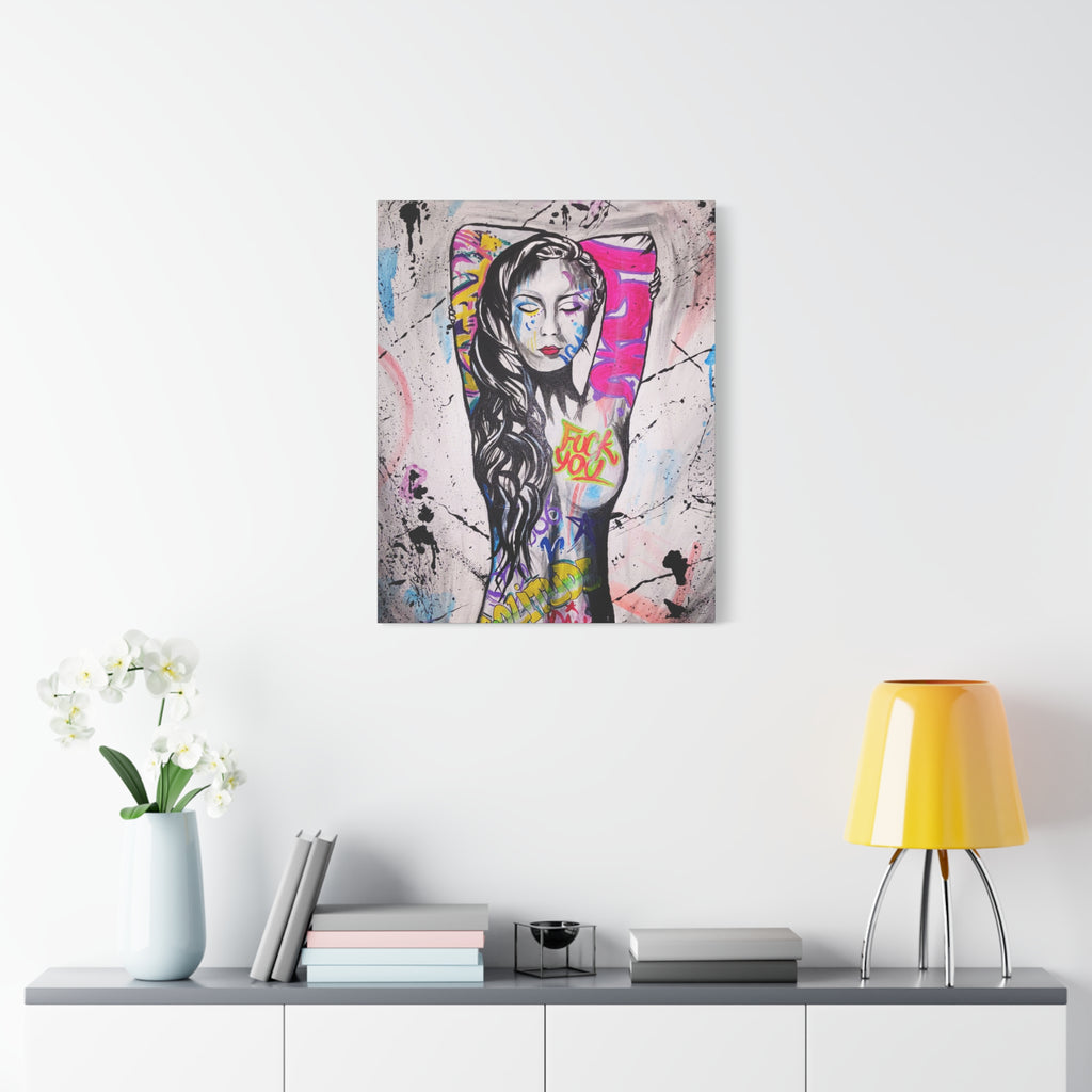 'Unlearnt' - Graffiti Portrait Matte Canvas Print — Urban Street Art Woman