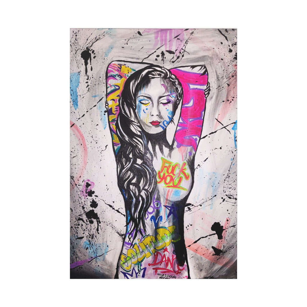 'Unlearnt' - Graffiti Portrait Matte Canvas Print — Urban Street Art Woman