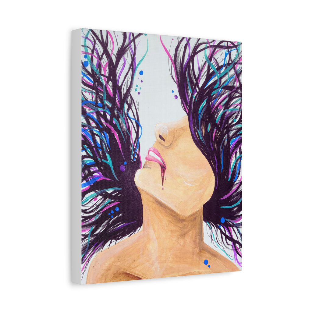 'Wild' - Surreal Woman with Flowing Hair Matte Canvas Wall Art