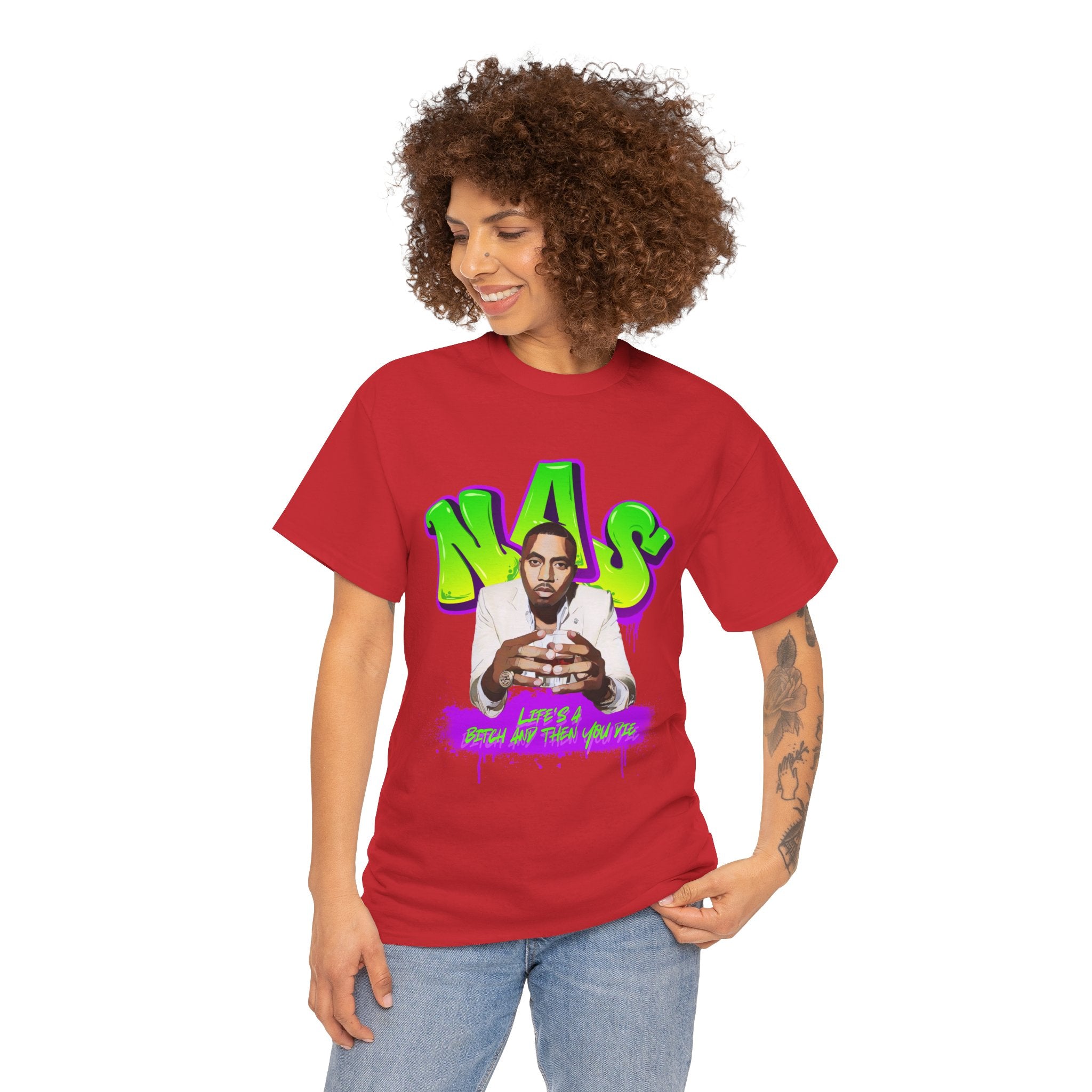Nas Graphic Tee — Retro Graffiti Hip-Hop Tribute Shirt - Lifes a B*
