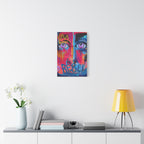 'Rebel'- Hand Painted (Print) Rebel Pop Art Face Matte Stretched Canvas