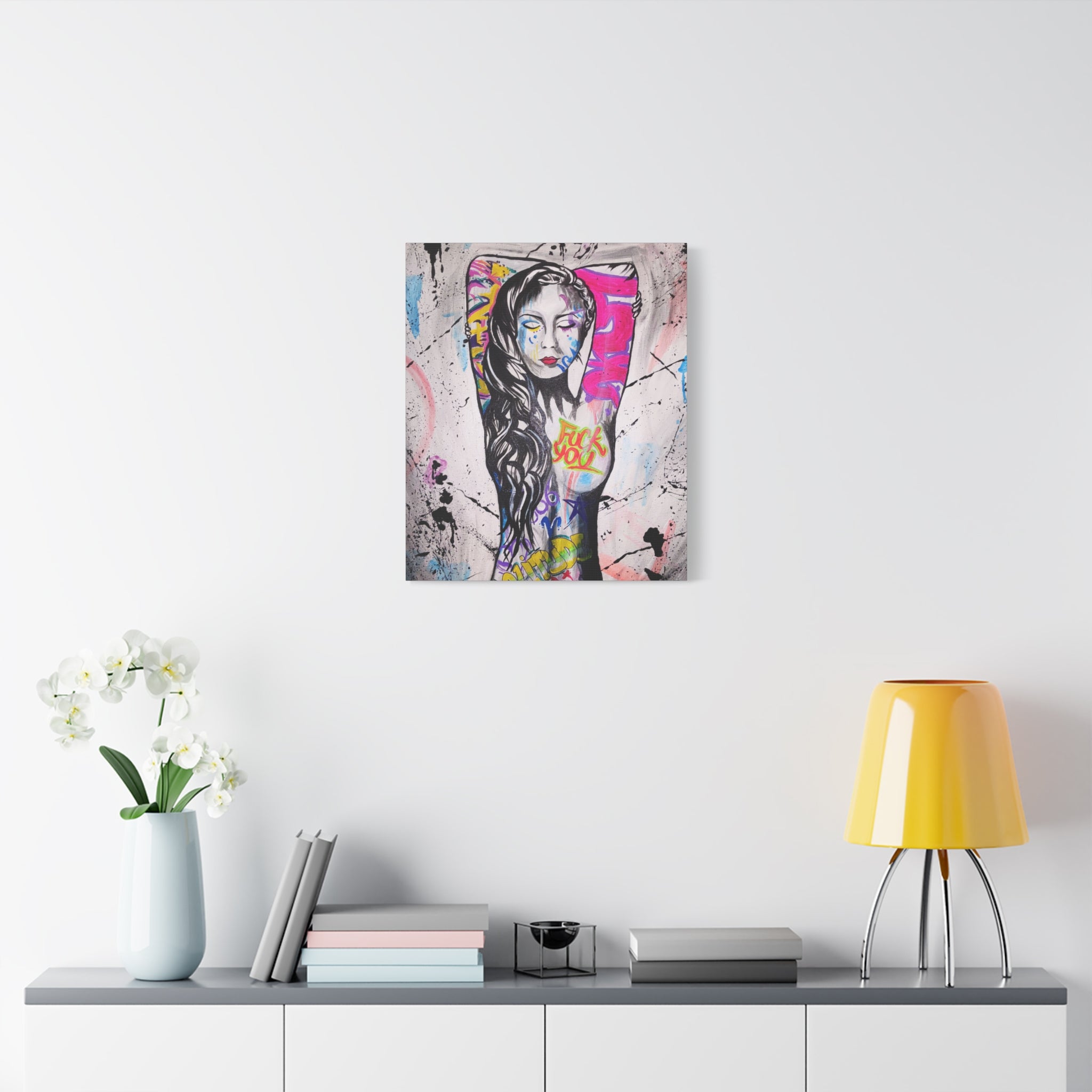 'Unlearnt' - Graffiti Portrait Matte Canvas Print — Urban Street Art Woman