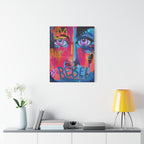 'Rebel'- Hand Painted (Print) Rebel Pop Art Face Matte Stretched Canvas