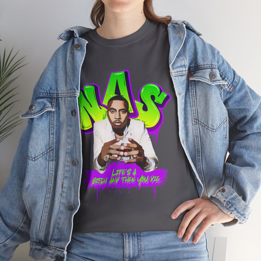 Nas Graphic Tee — Retro Graffiti Hip-Hop Tribute Shirt - Lifes a B*