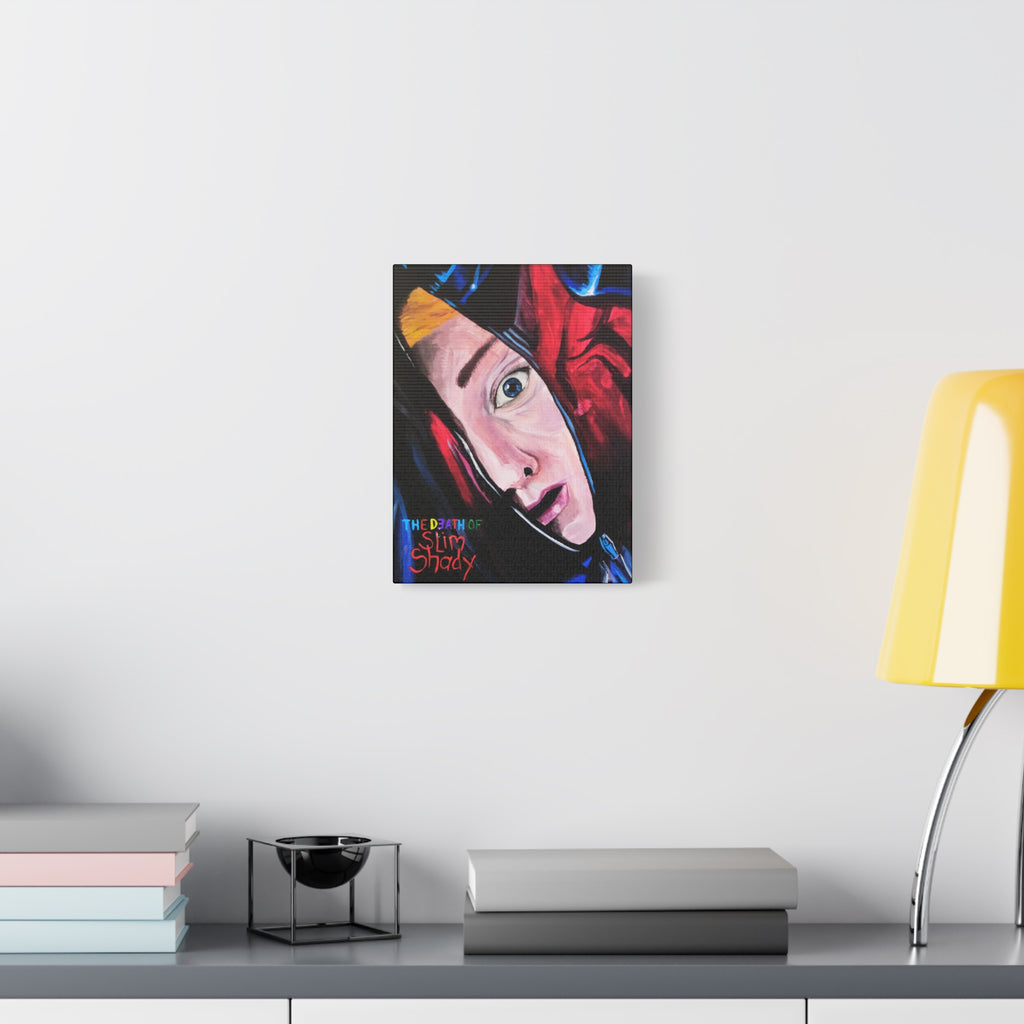 "The Death of Slim Shady" Album Cover Portrait with Acyrlic Paint Print (Stretched 1.25") Matte Canvas Print