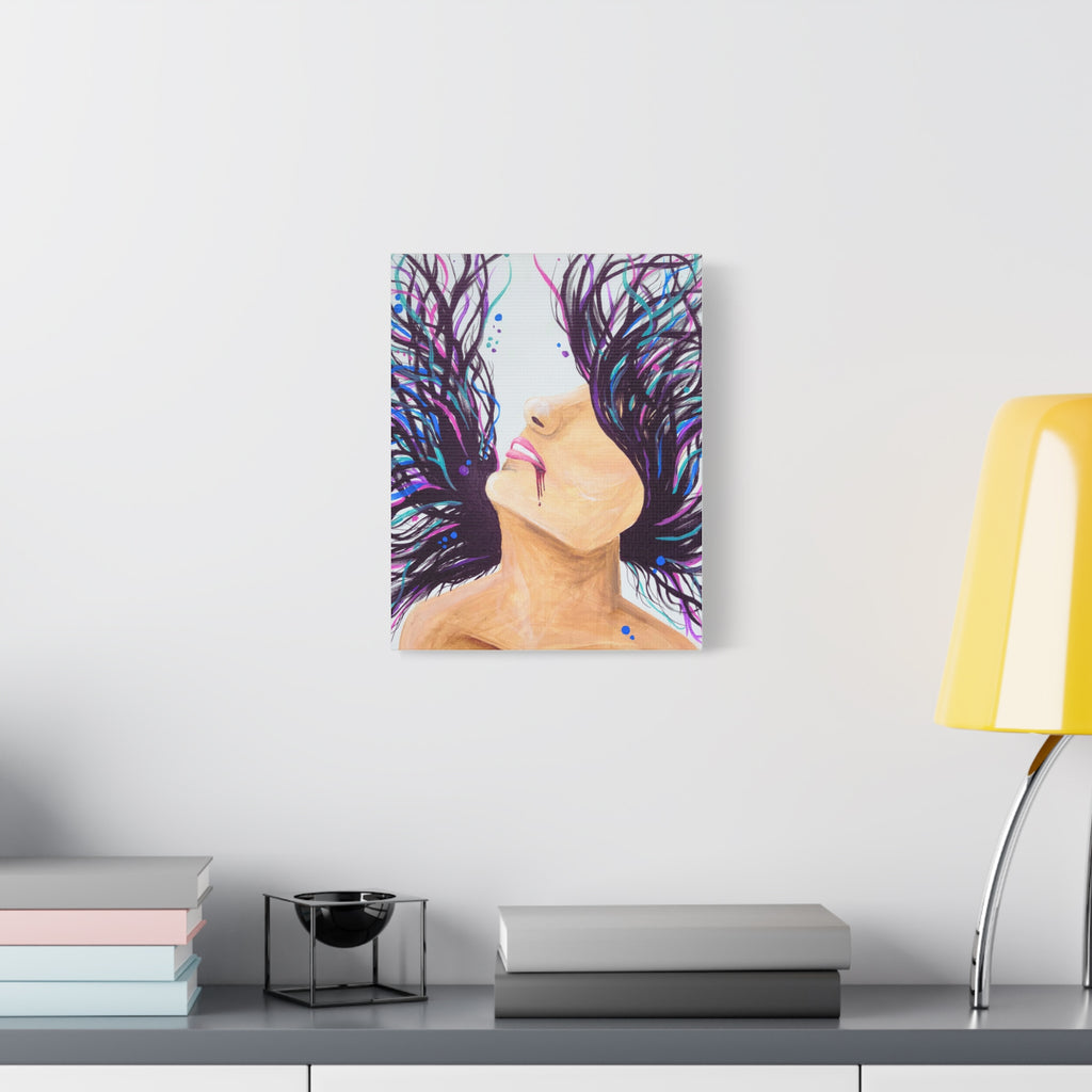 'Wild' - Surreal Woman with Flowing Hair Matte Canvas Wall Art