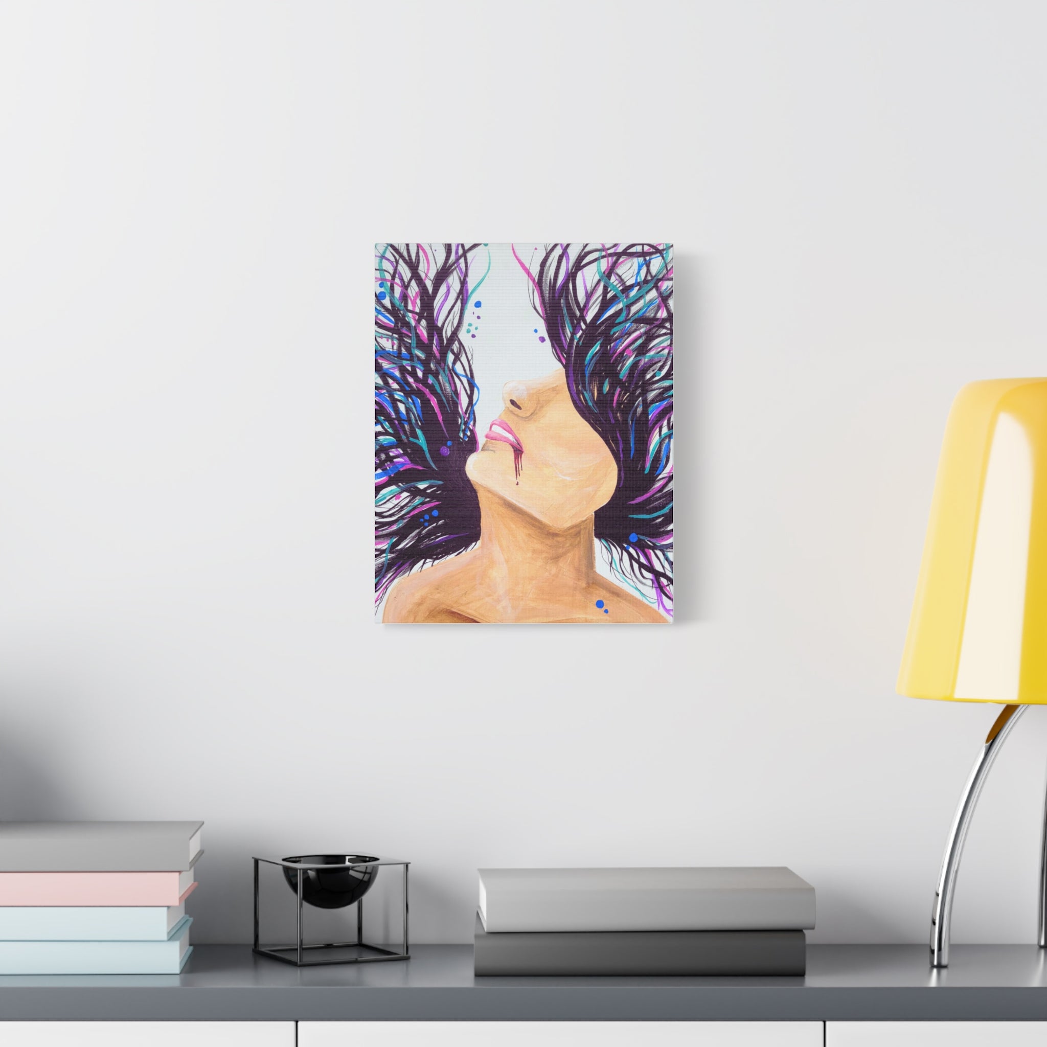 'Wild' - Surreal Woman with Flowing Hair Matte Canvas Wall Art