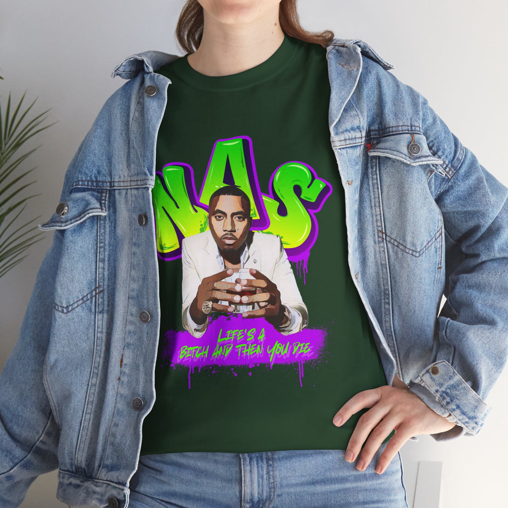 Nas Graphic Tee — Retro Graffiti Hip-Hop Tribute Shirt - Lifes a B*