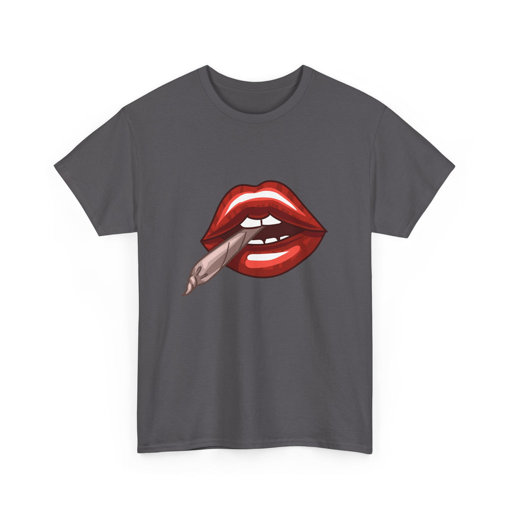 Graphic Tee — Red Lips Smoking Joint Design