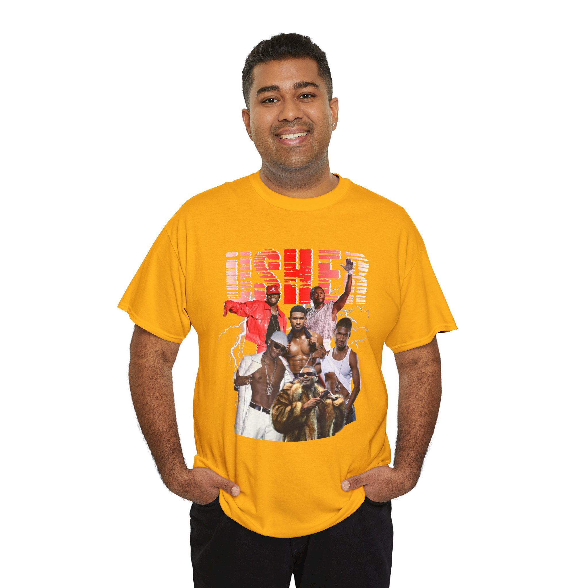 Usher Collage Graphic Tee — Retro R&B Concert Shirt