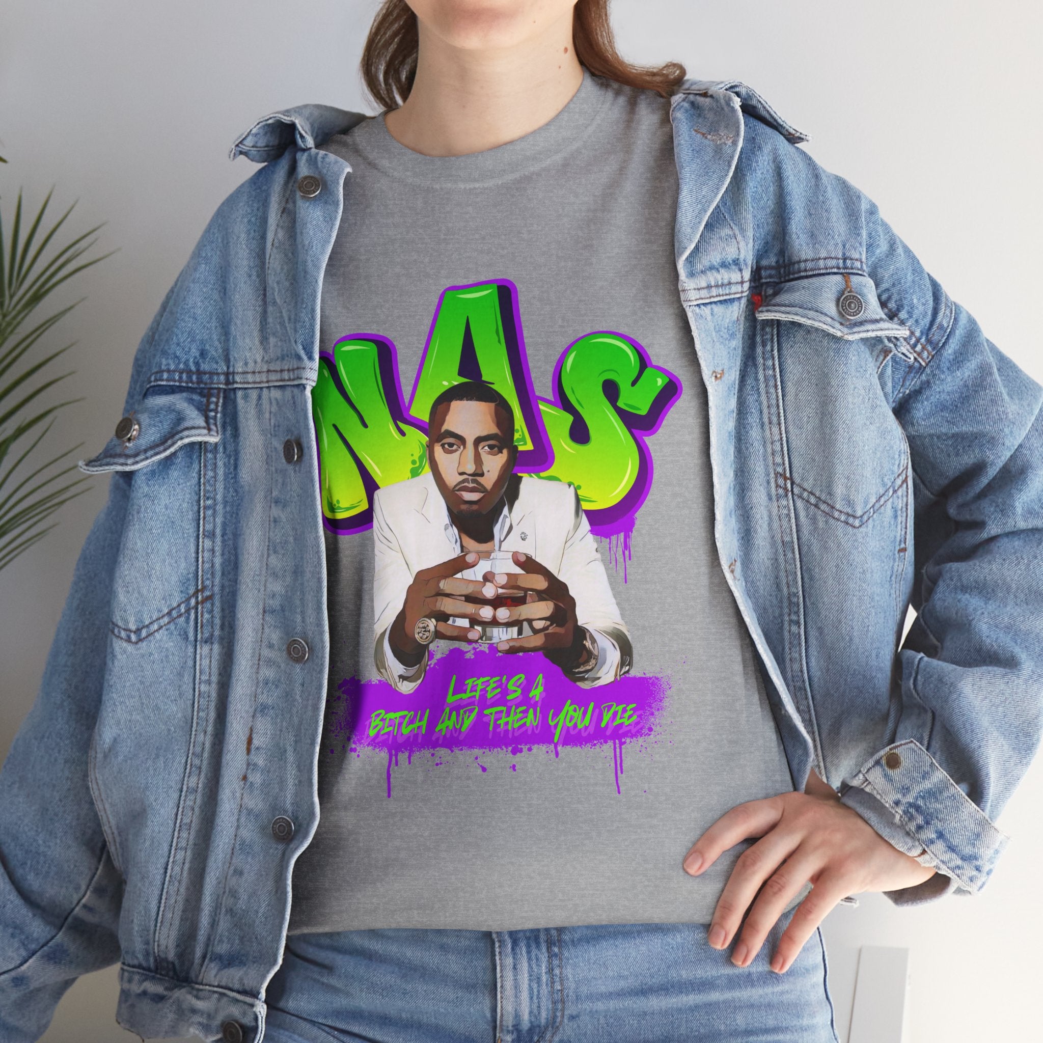 Nas Graphic Tee — Retro Graffiti Hip-Hop Tribute Shirt - Lifes a B*