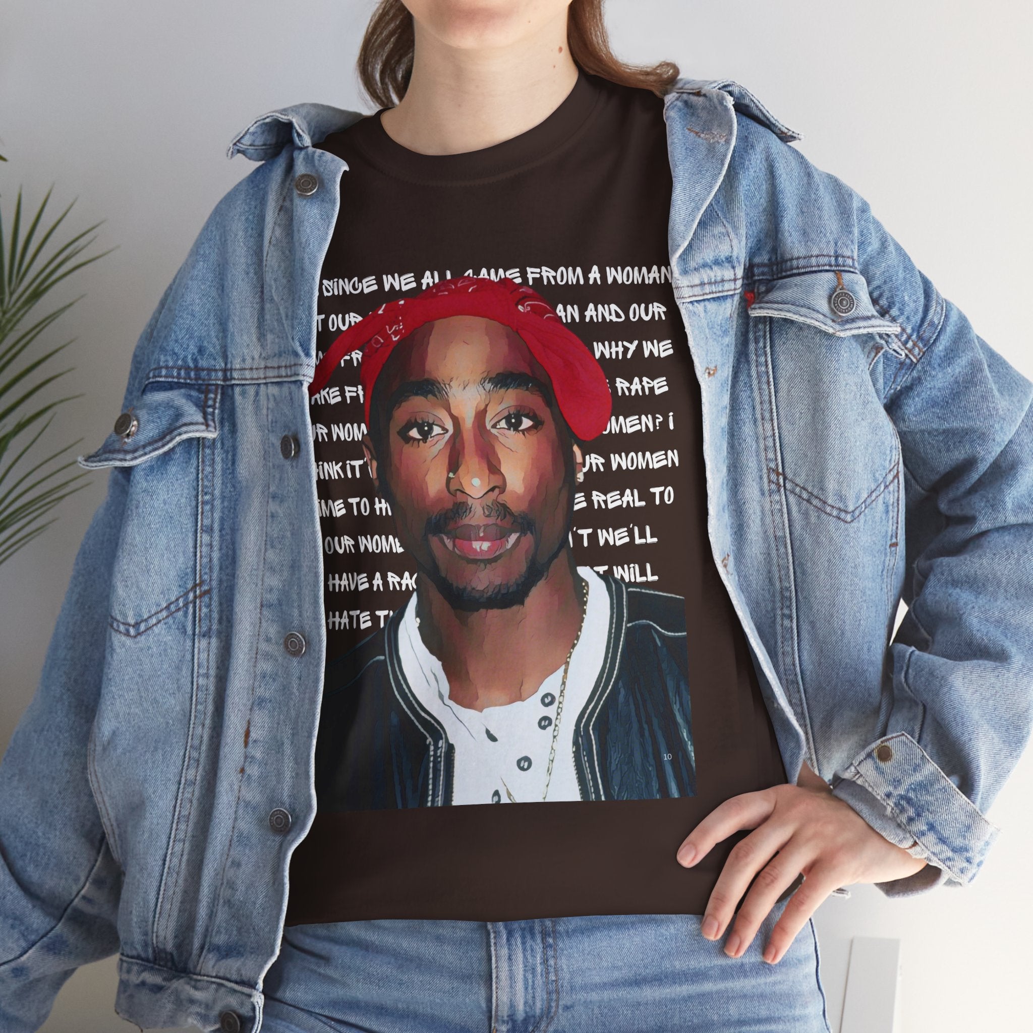 Pac Graphic Photo Tee with Keep Your Head Up Lyrics Text