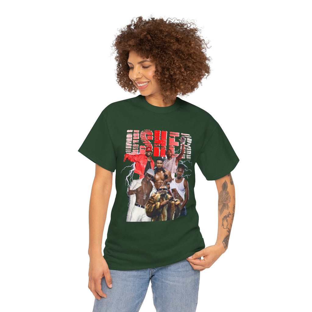 Usher Collage Graphic Tee — Retro R&B Concert Shirt