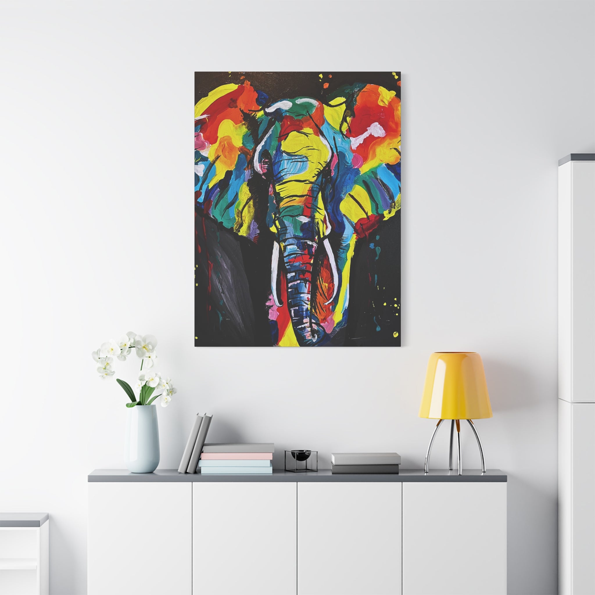 Colorful Elephant Canvas Wall Art — Vibrant Abstract Safari Print