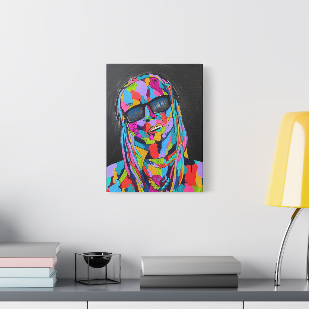 Rap Art - Lil' Wayne Urban Art Portrait Canvas — Colorful Matte Stretched Wall Art