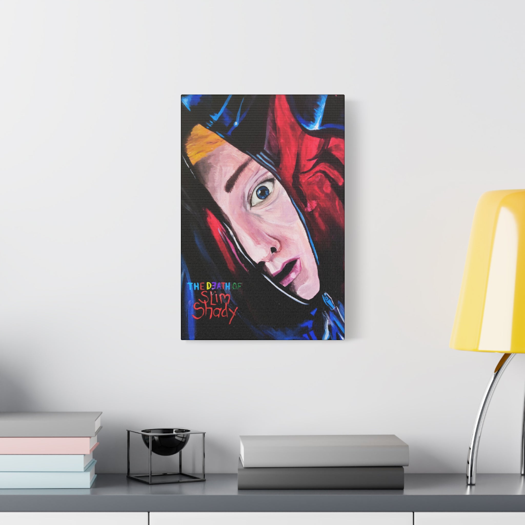 "The Death of Slim Shady" Album Cover Portrait with Acyrlic Paint Print (Stretched 1.25") Matte Canvas Print