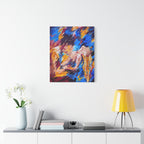 "Desire" - Abstract Expressionist Canvas Wall Art — Colorful Reclining Figure Matte Stretched Canvas