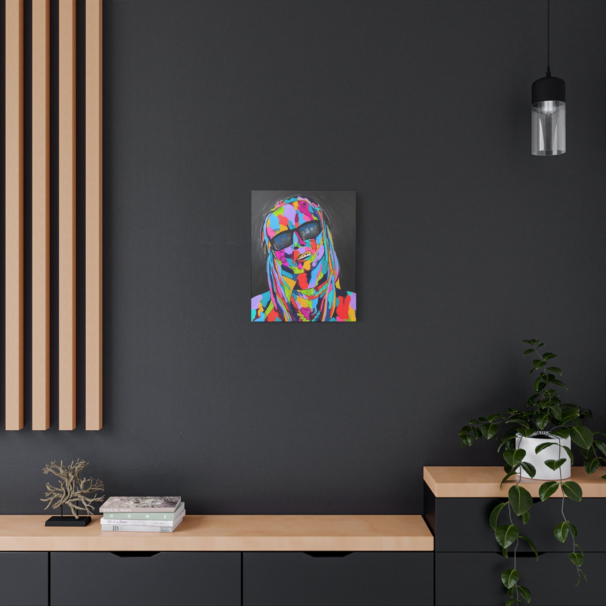 Rap Art - Lil' Wayne Urban Art Portrait Canvas — Colorful Matte Stretched Wall Art