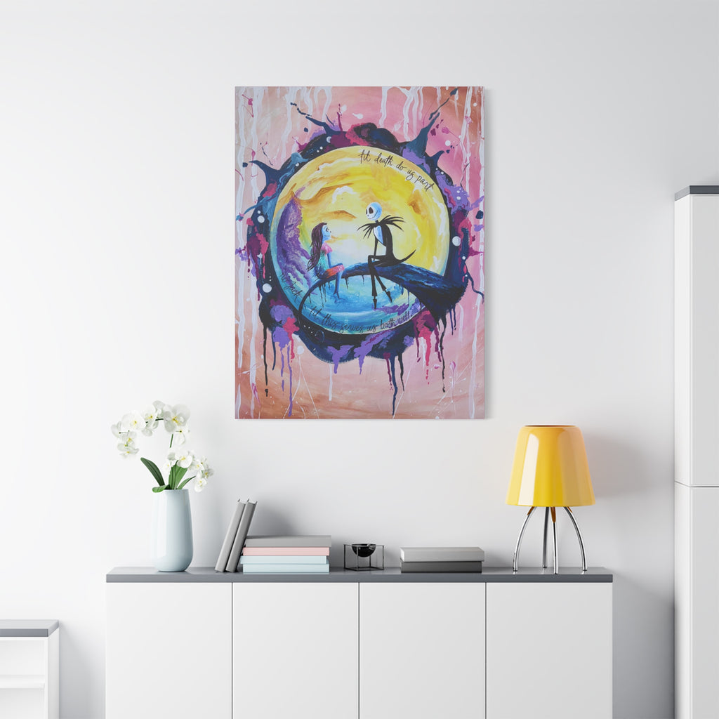Jack & Sally - "No Jack, Til This Serves Us Both Well" <3 Night Moon Couples Art Canvas — Romantic Stretched Matte Wall Art
