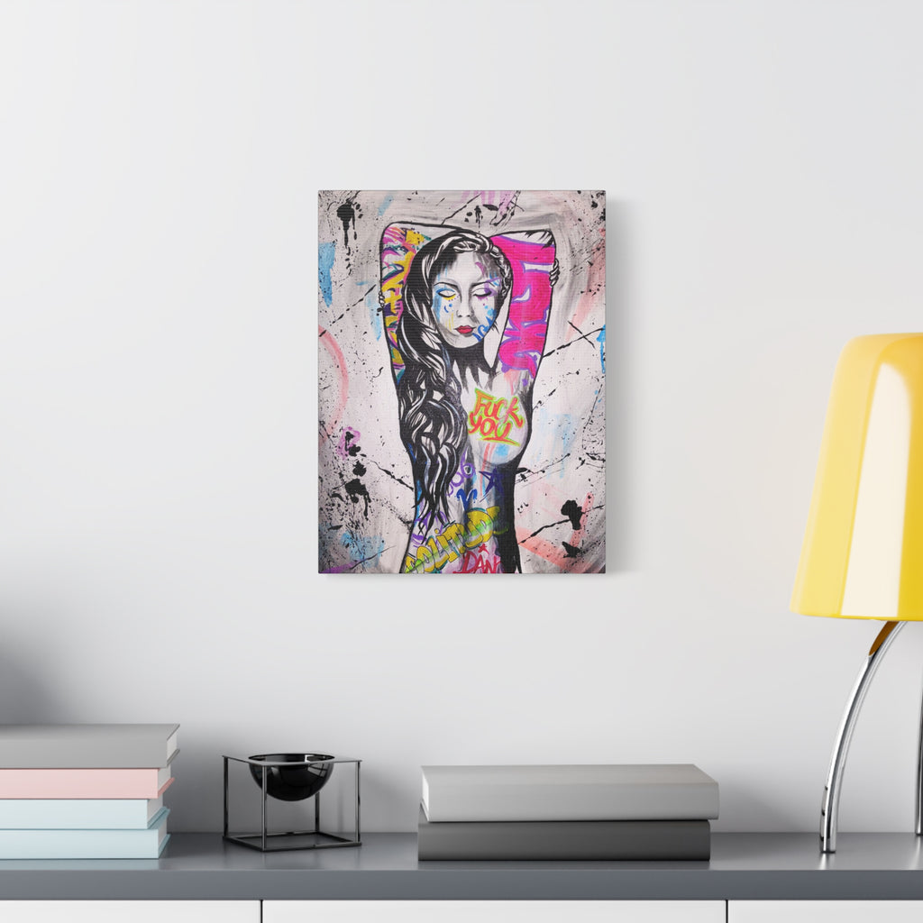 'Unlearnt' - Graffiti Portrait Matte Canvas Print — Urban Street Art Woman