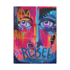 'Rebel'- Hand Painted (Print) Rebel Pop Art Face Matte Stretched Canvas