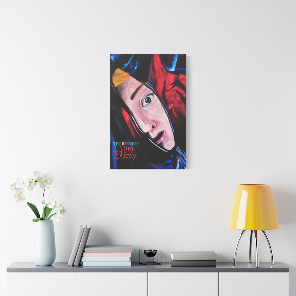 "The Death of Slim Shady" Album Cover Portrait with Acyrlic Paint Print (Stretched 1.25") Matte Canvas Print