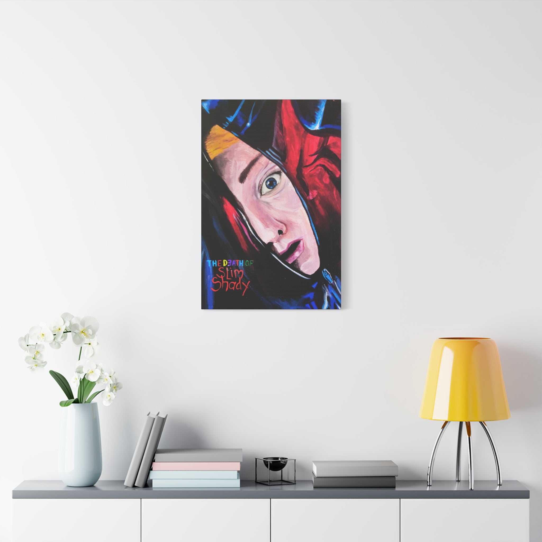 "The Death of Slim Shady" Album Cover Portrait with Acyrlic Paint Print (Stretched 1.25") Matte Canvas Print