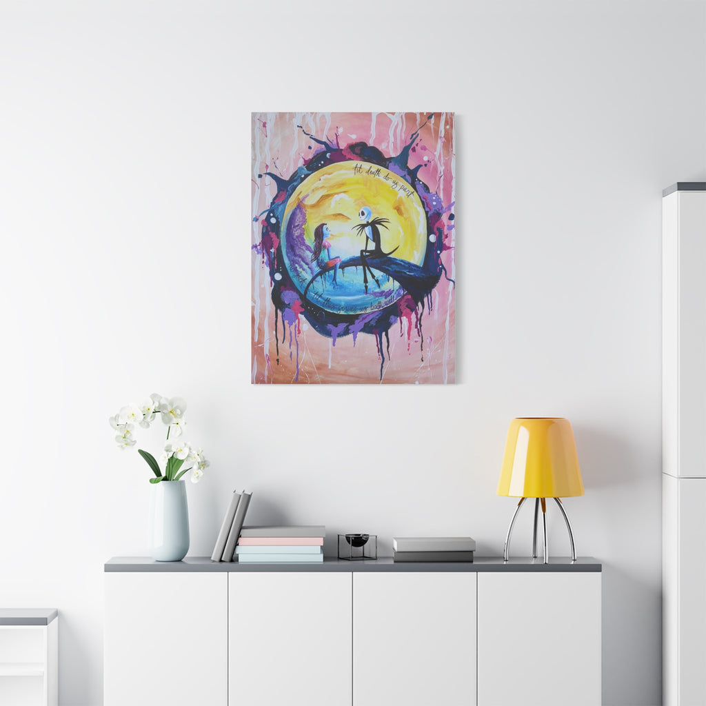 Jack & Sally - "No Jack, Til This Serves Us Both Well" <3 Night Moon Couples Art Canvas — Romantic Stretched Matte Wall Art