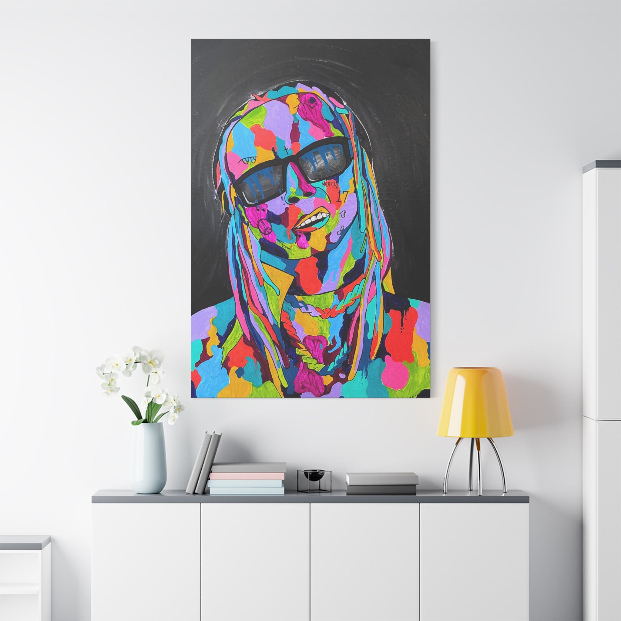 Rap Art - Lil' Wayne Urban Art Portrait Canvas — Colorful Matte Stretched Wall Art