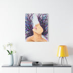 'Wild' - Surreal Woman with Flowing Hair Matte Canvas Wall Art