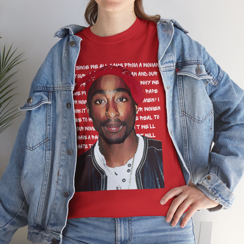 Pac Graphic Photo Tee with Keep Your Head Up Lyrics Text