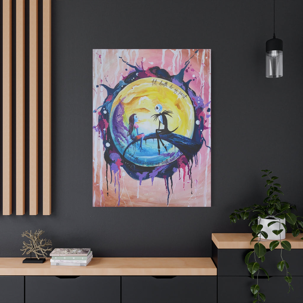 Jack & Sally - "No Jack, Til This Serves Us Both Well" <3 Night Moon Couples Art Canvas — Romantic Stretched Matte Wall Art