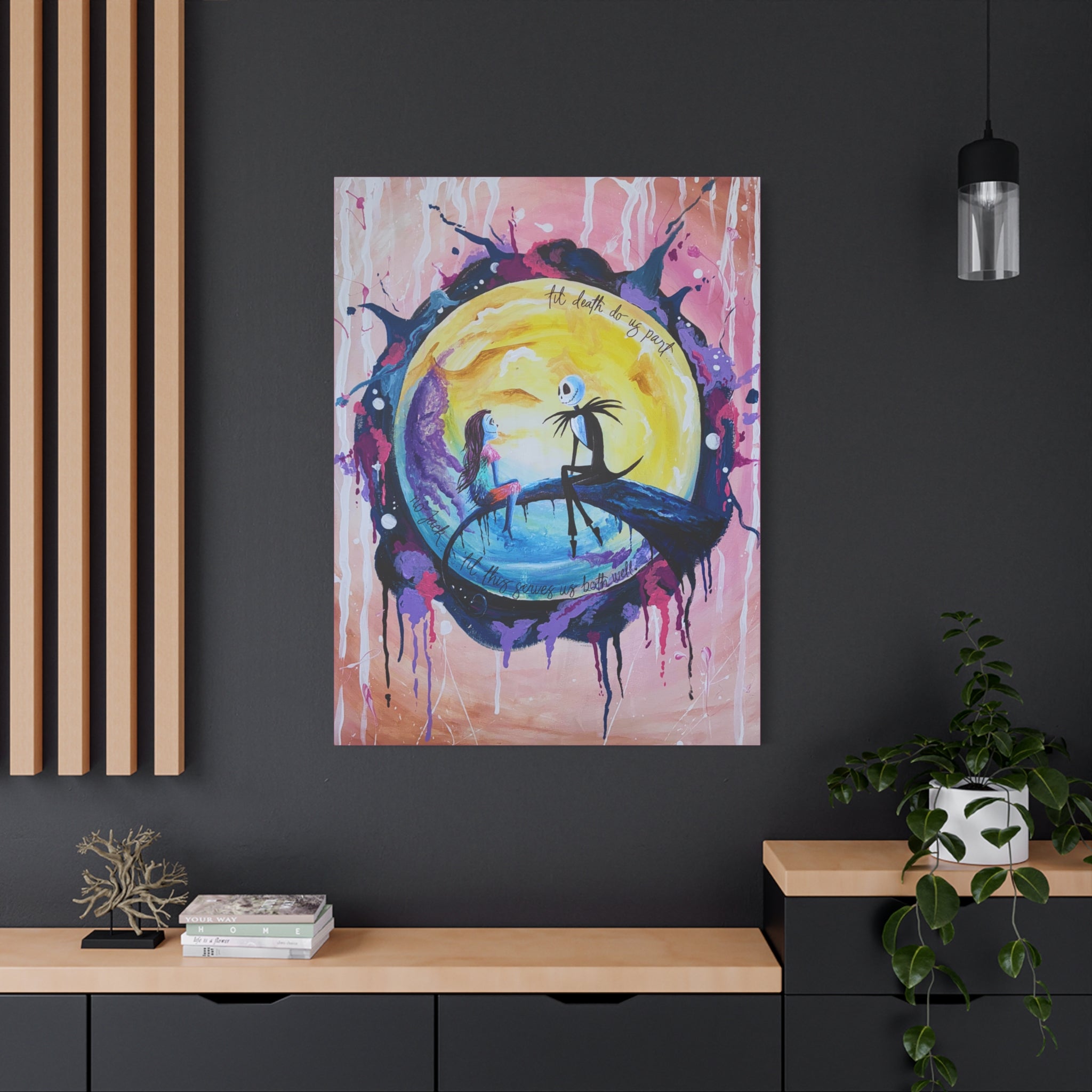 Jack & Sally - "No Jack, Til This Serves Us Both Well" <3 Night Moon Couples Art Canvas — Romantic Stretched Matte Wall Art