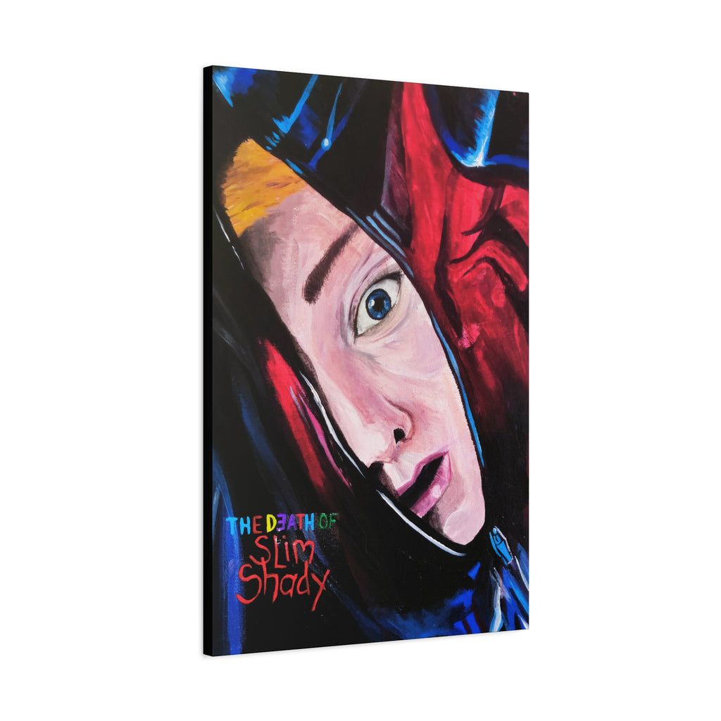 "The Death of Slim Shady" Album Cover Portrait with Acyrlic Paint Print (Stretched 1.25") Matte Canvas Print