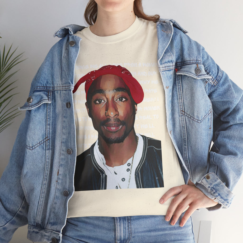 Pac Graphic Photo Tee with Keep Your Head Up Lyrics Text